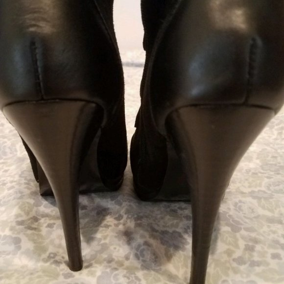 Black Suede Tory heeled moto type boot by Charles David - Picture 5 of 6